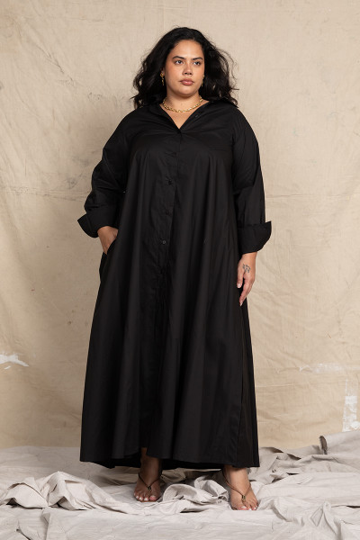 Opera Shirt Dress in Black