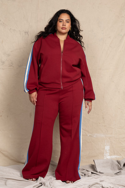 Track Pant in Burgundy