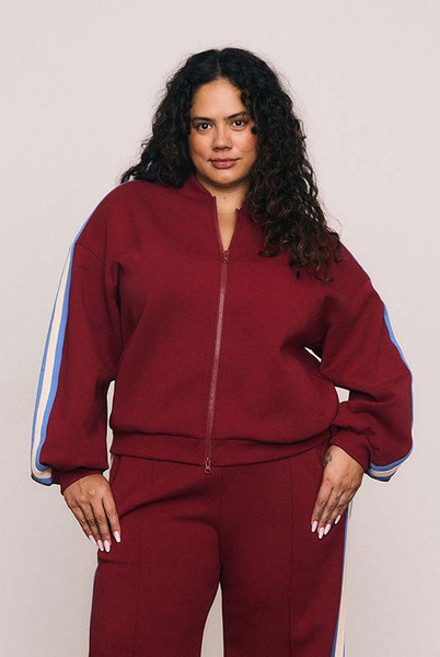 Zipper Track Bomber in Burgundy