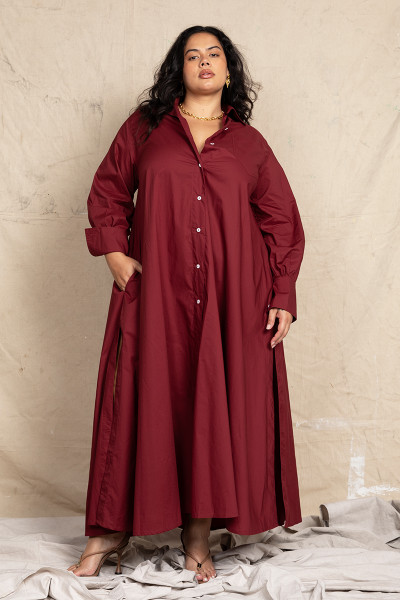 Opera Shirt Dress in Burgundy Opera Shirt Dress in Burgundy