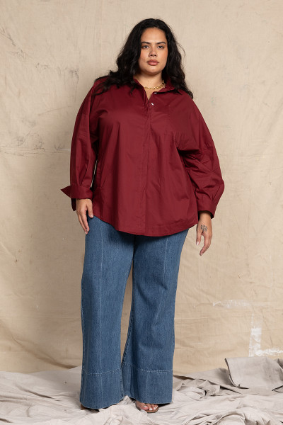 Oversized Shirt in Burgundy
