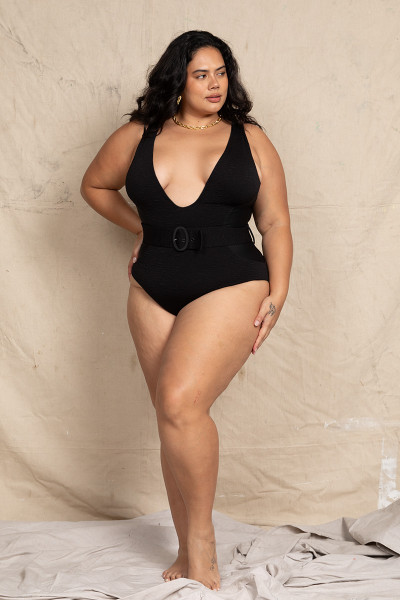 Neptune Belted Onesie in Black