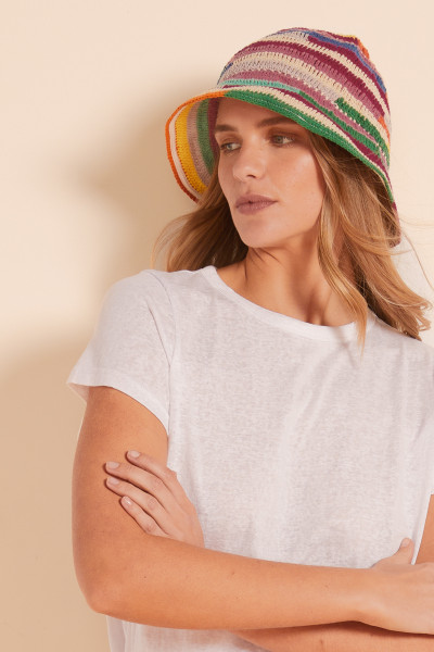 Crochet Bucket Hat in Rainbow