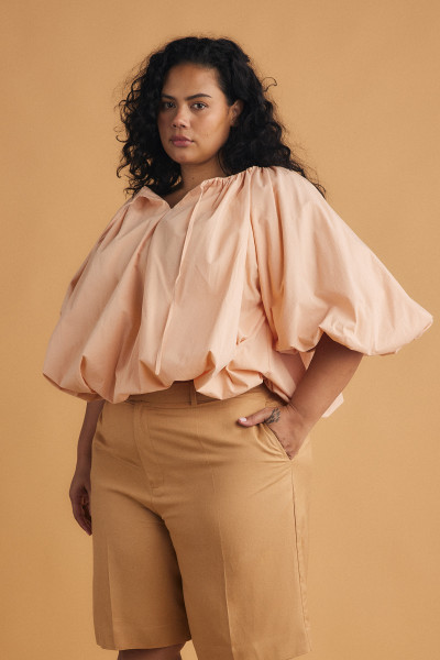 Pirate Puff Blouse in Peach