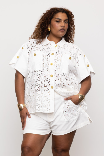 Star Embroidered Shirt in White