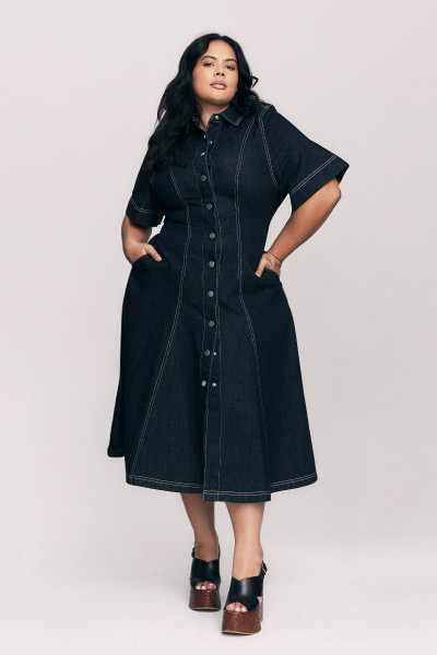 Sleeveless Sheath Knit Dress, Indigo