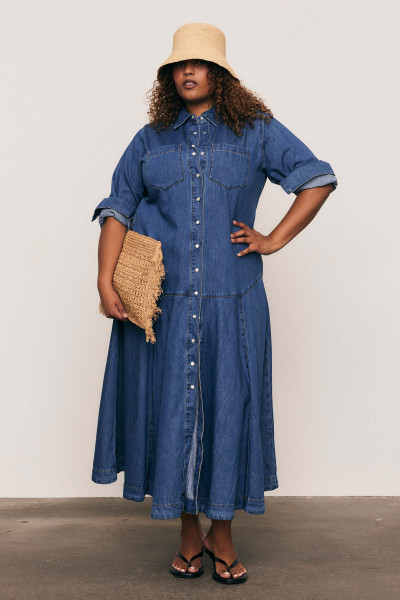 Our Denim Maxi Dress offers a sleek, slim silhouette in buttery-soft cotton denim. With long cuffed sleeves, a structured collar, and handy side pockets, it blends timeless tailoring with an easy, sun-drenched sensibility. Layer it up or wear it solo - either way, it’s your new go-to for easy, elevated dressing.