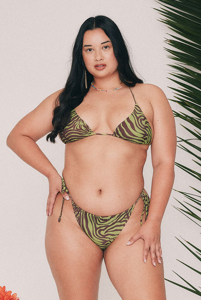 Zebra Triangle Top in Olive