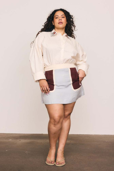 Block Shift Mini Skirt in Spliced