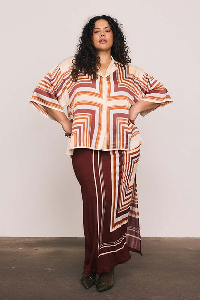 Scarf Jersey Midi Skirt in Multi