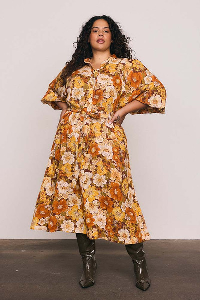 Blair Shirt Dress in Rust