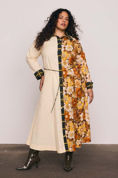 Blair Spliced Midi Dress in Multi