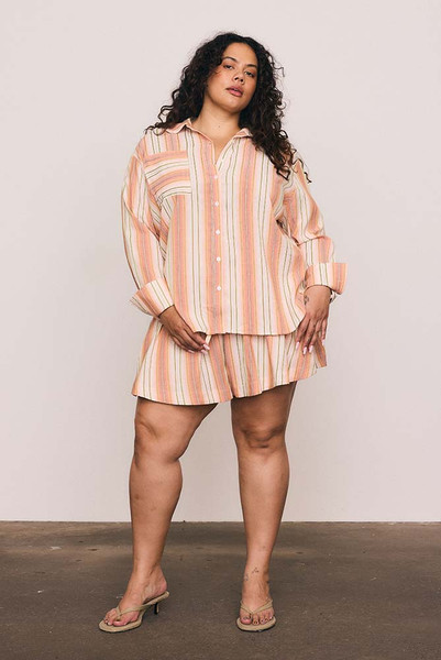 Stripe Short in Coral Stripe