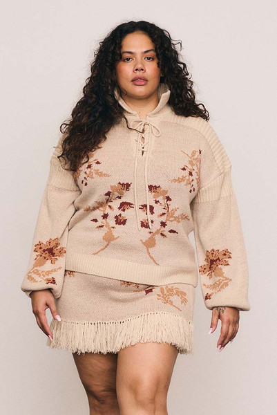 Archer Eyelet Knit Jumper in Buff
