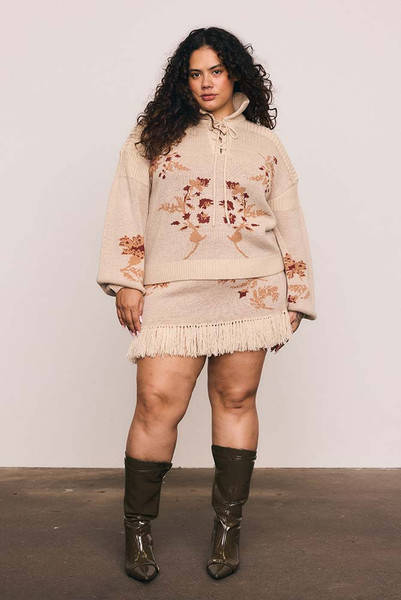 Archer Knit Mini Skirt in Buff