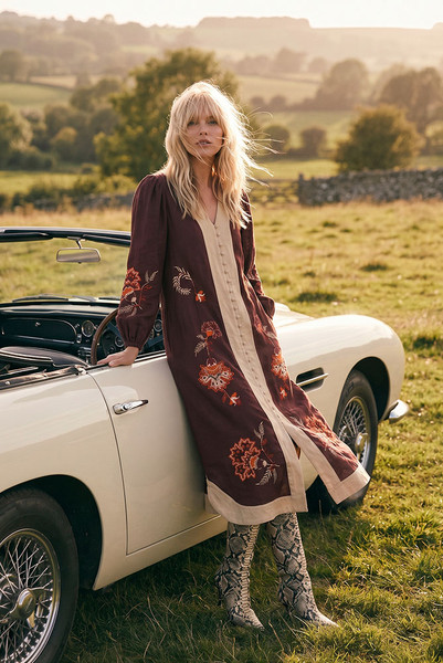 Palme Kaftan Dress in Mahogany
