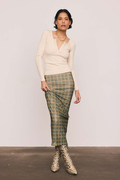 Foundations Plaid Tube Skirt in Green Check