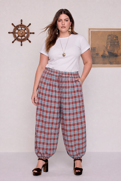 Cleo Genie Check Pant in Multi Check