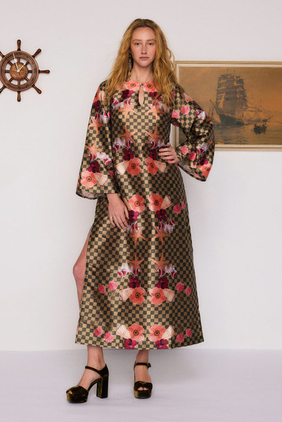 Prudence Shift Maxi Dress in Olive