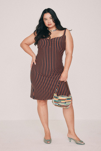 Striped Ballet Mini Dress in Tobacco