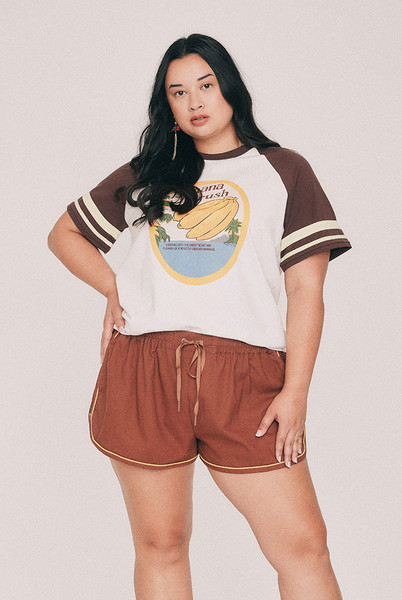 Banana Crush Ringer Tee in White