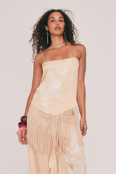 Kai Fringed Slip Top in Cream