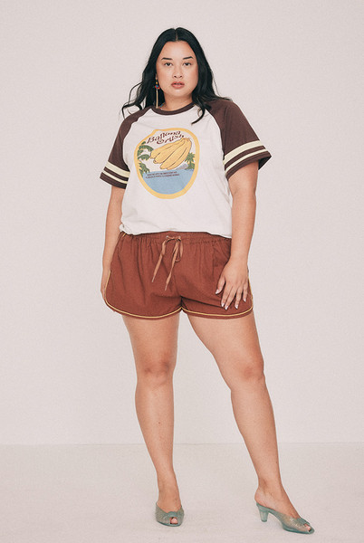 Linen Blend Mini Short in Tobacco