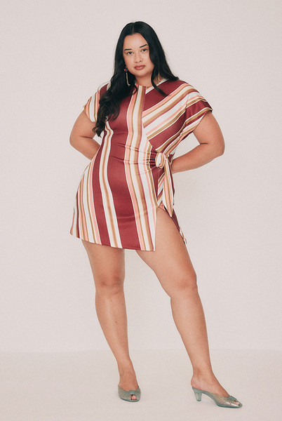 Isla Stripe Mini Dress in Berry Stripe