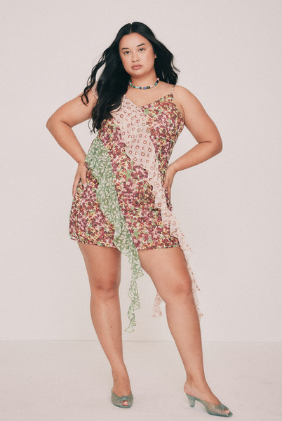 Cut from soft georgette, this printed mini slip dress carries the Ola design, spliced and reset across the body. Ruffles trace the bust and side seams giving it a flirty finish. Deceptively simple, and the easiest thing to pack for your summer vacation. Designed from a 6 to a 22.