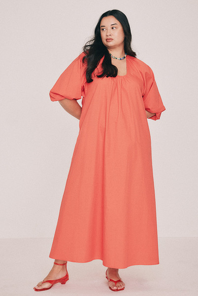 Scoop Neck Maxi Dress in Coral