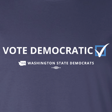 "Vote Democratic" logo graphic on (Navy Tee)