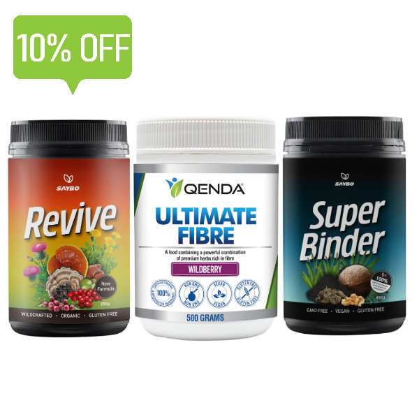 Ultimate Cleanse Pack - Save 10% - SAYBO Revive 350g, Qenda Ultimate Fibre 500g and SAYBO Super Binder 400g