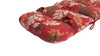 Delta midback outdoor cushion red floral back strap ties detail