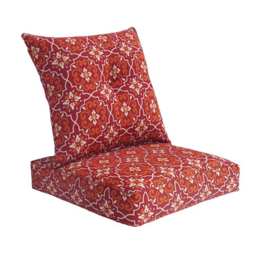 Shop Gala Deep Seat Cushion with Button Set Online - Red Damask