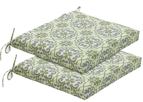 Elm Outdoor Seat Pad Cushions - Green Floral ( Sets of 2 )
