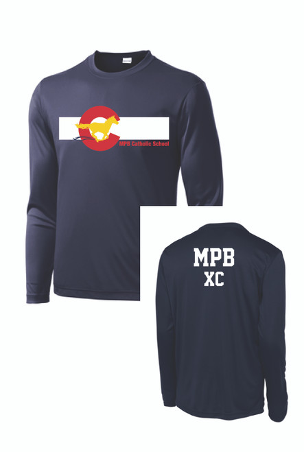 MPB Adult Long Sleeve Cross Country Mustang Flag Shirt