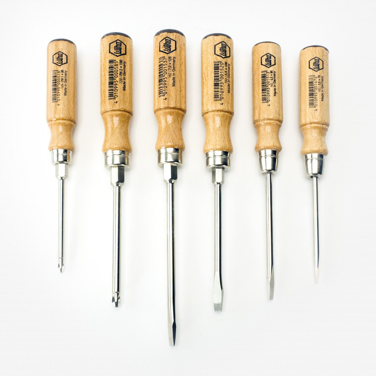 Wiha 07149 Classic Wood Handle Slotted & Phillips Screwdriver Set, 6 Pieces