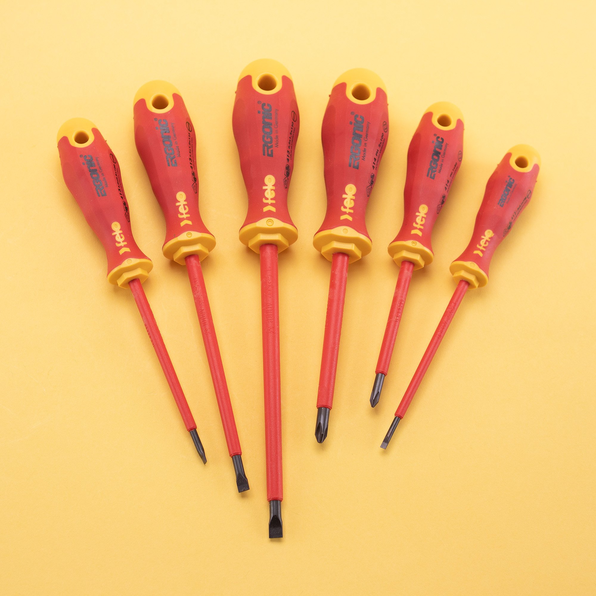 Felo 53169 Ergonic Insulated 6 Piece Slotted & Phillips Screwdriver Set - KC Tool