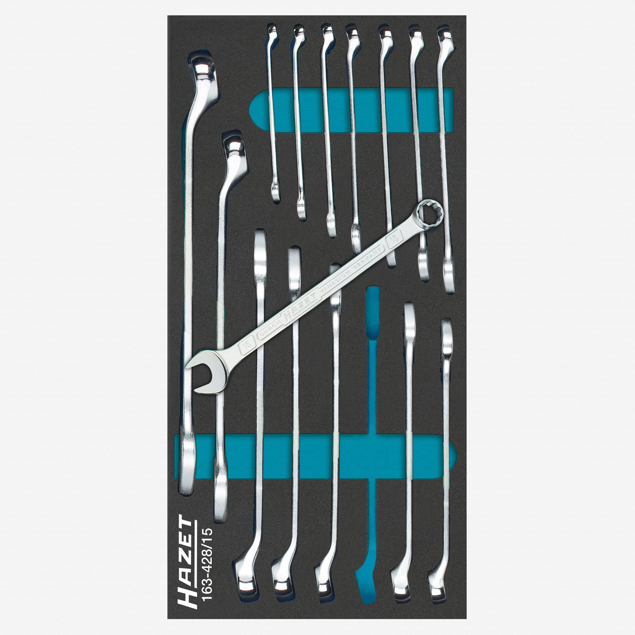 Hazet 163-428/15 Metric Combination Wrench Set, 6 - 22 mm, 15