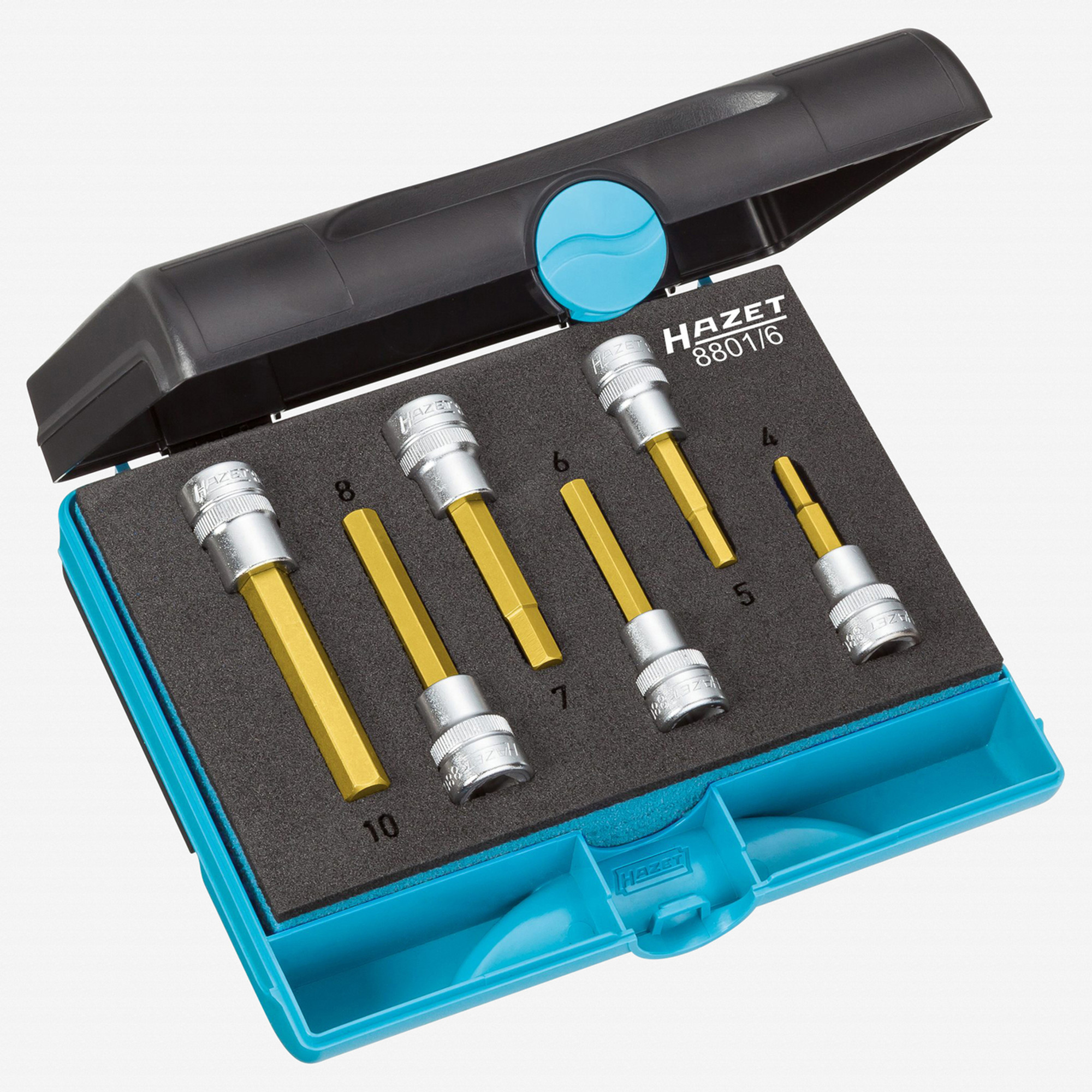 Hazet 8801/6 6 Pc Hex TitaniumNitride 3/8" Socket Set