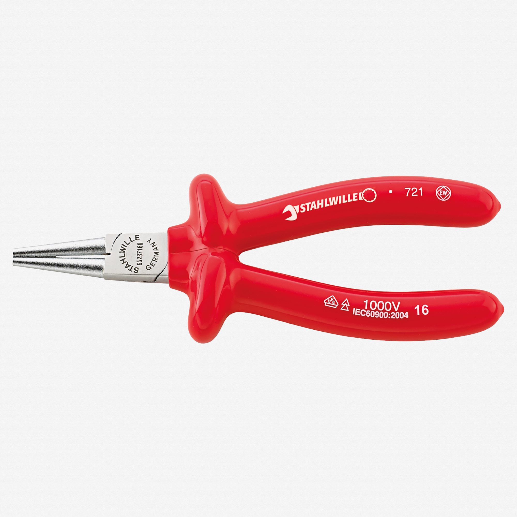 Stahlwille 6523 VDE round nose pliers, short, 160 mm - Dip-coated