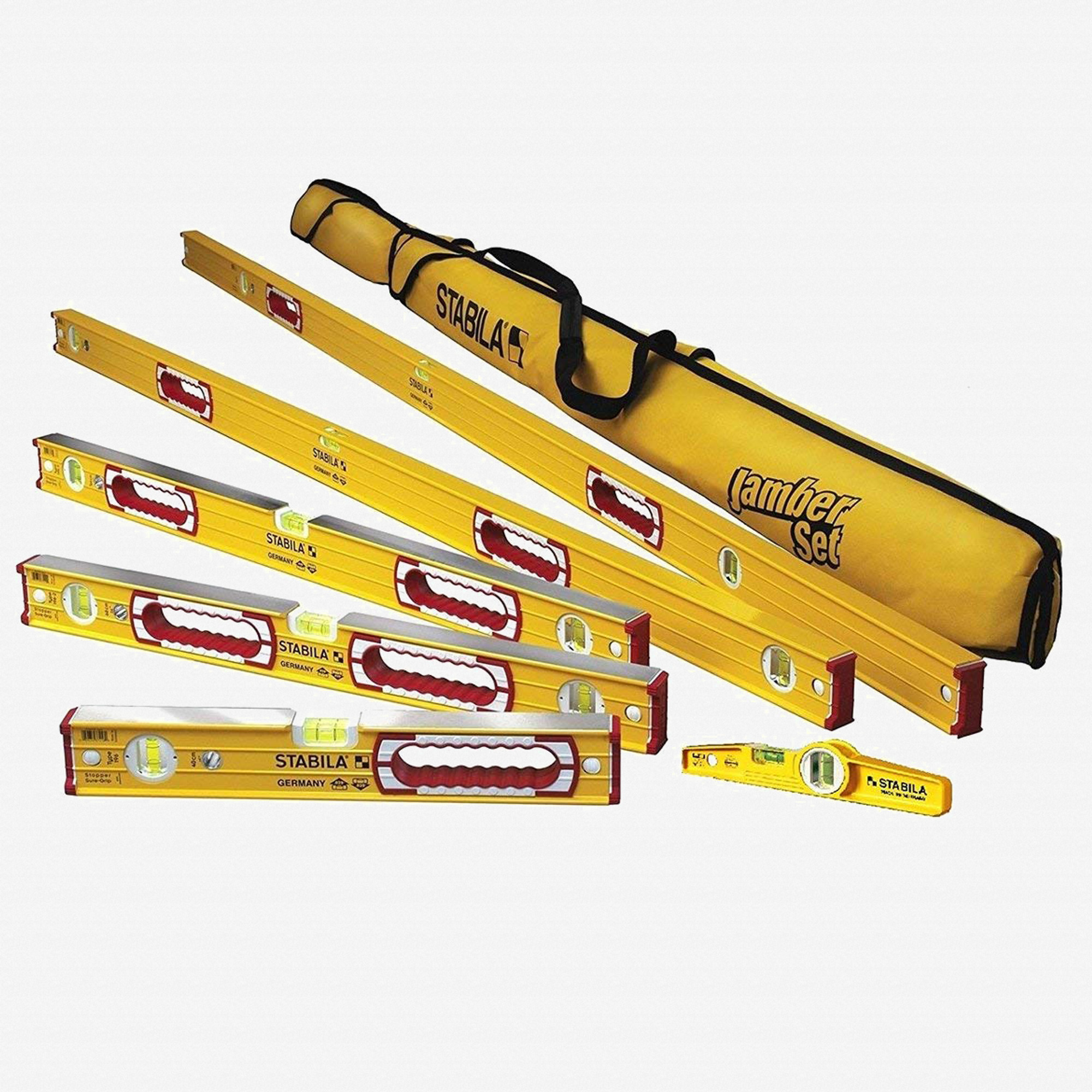 Stabila 78496 Type 196 Heavy Duty Level Set, 6 Levels with Case
