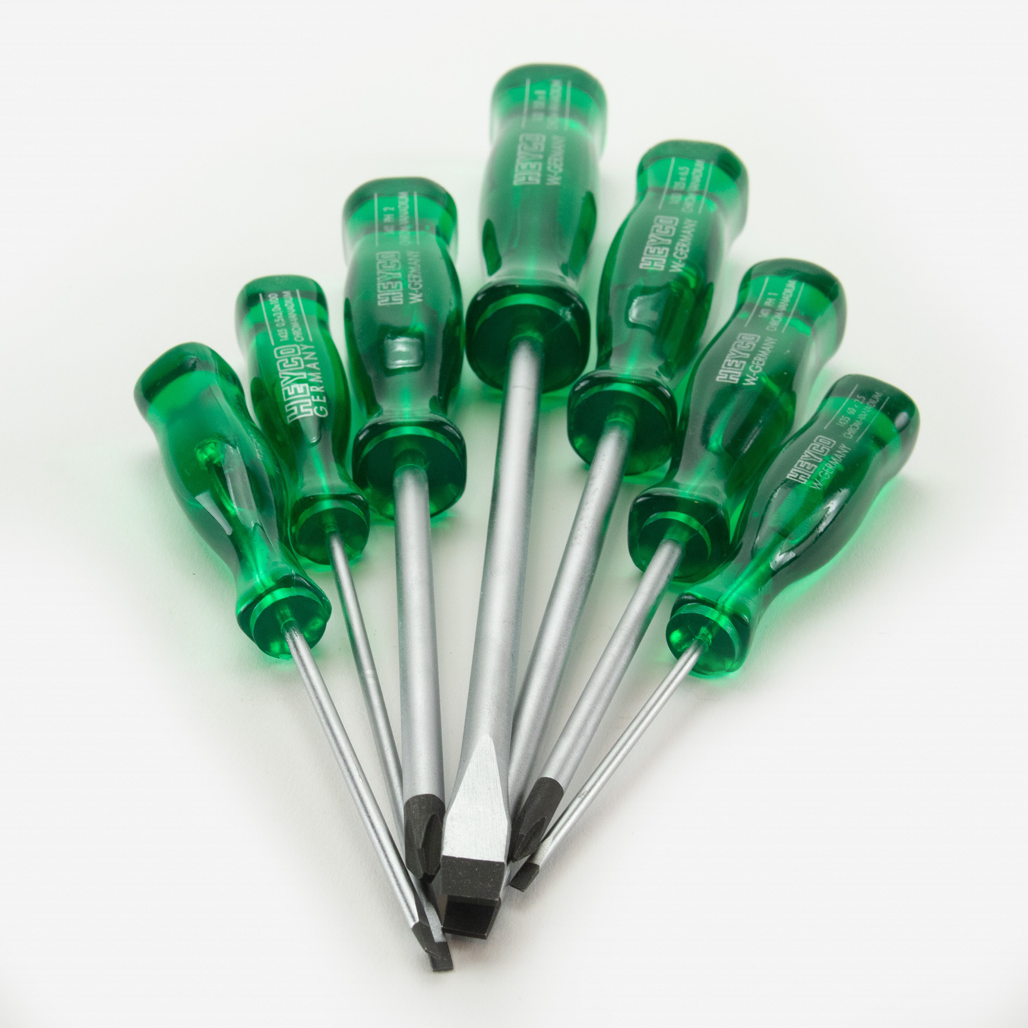 Heyco Phillips/Slotted Screwdriver Set with Acetate Handle, 7 Pieces