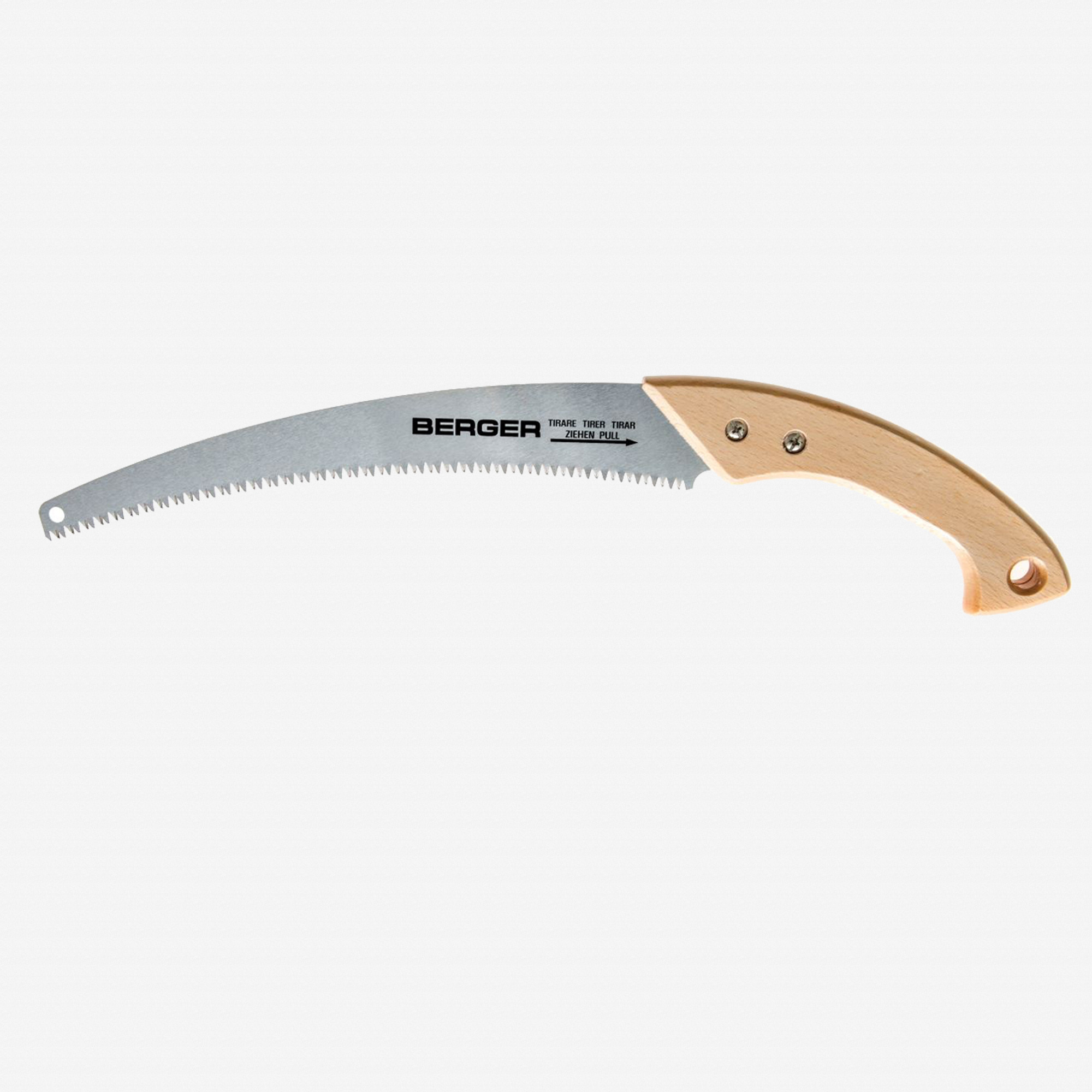 Berger Curved Blade Pruning Saw with Sheath, Wood Handle, 13