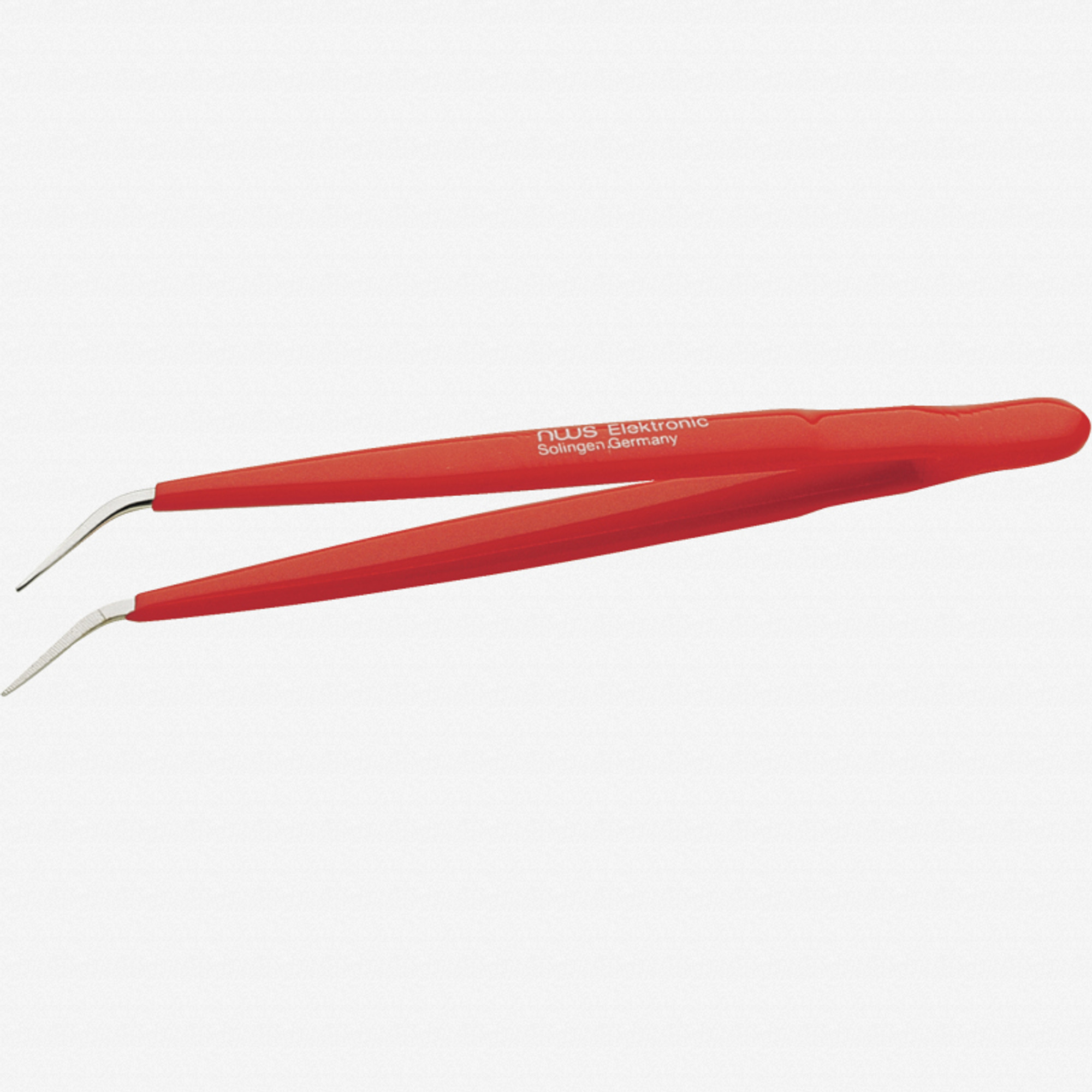 NWS Angled Precision Tweezer with Plastic Coated Handles, 6.1"