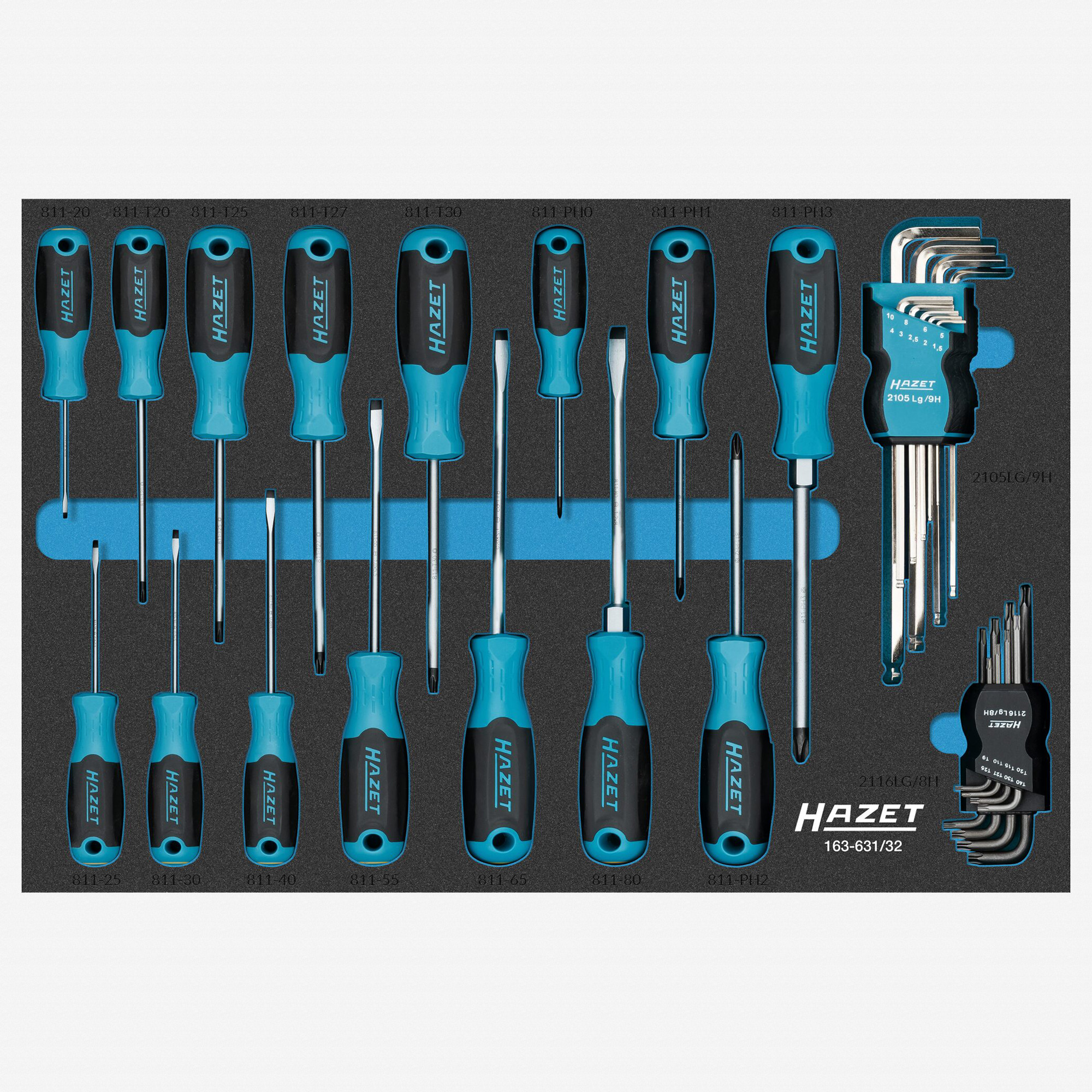 Hazet 163-631/32 Screwdriver and L-Key Set, Metric, 32 Pieces