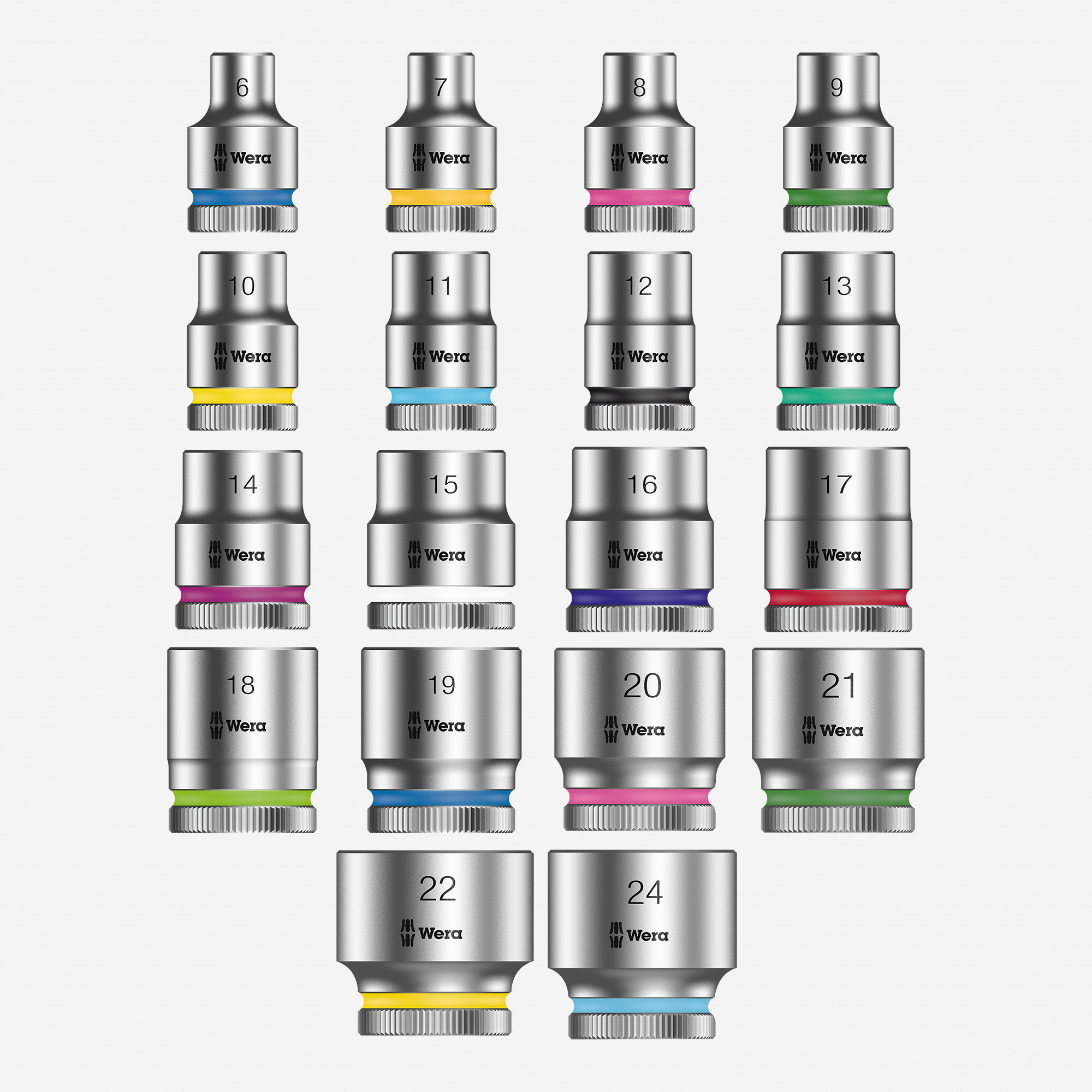 Wera Complete Shallow Metric Socket Set, 3/8