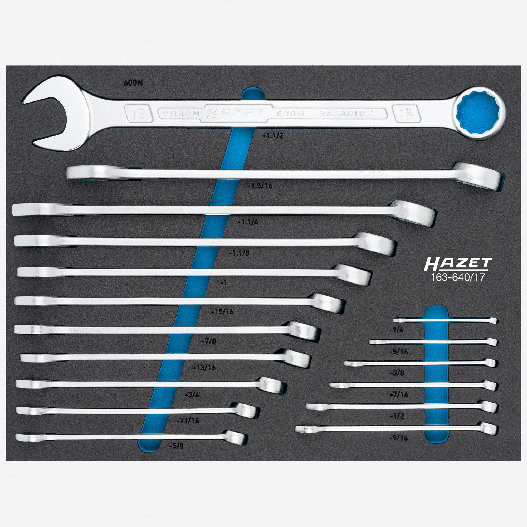 Hazet 163-640/17 SAE Combination Wrench Set, 1/4