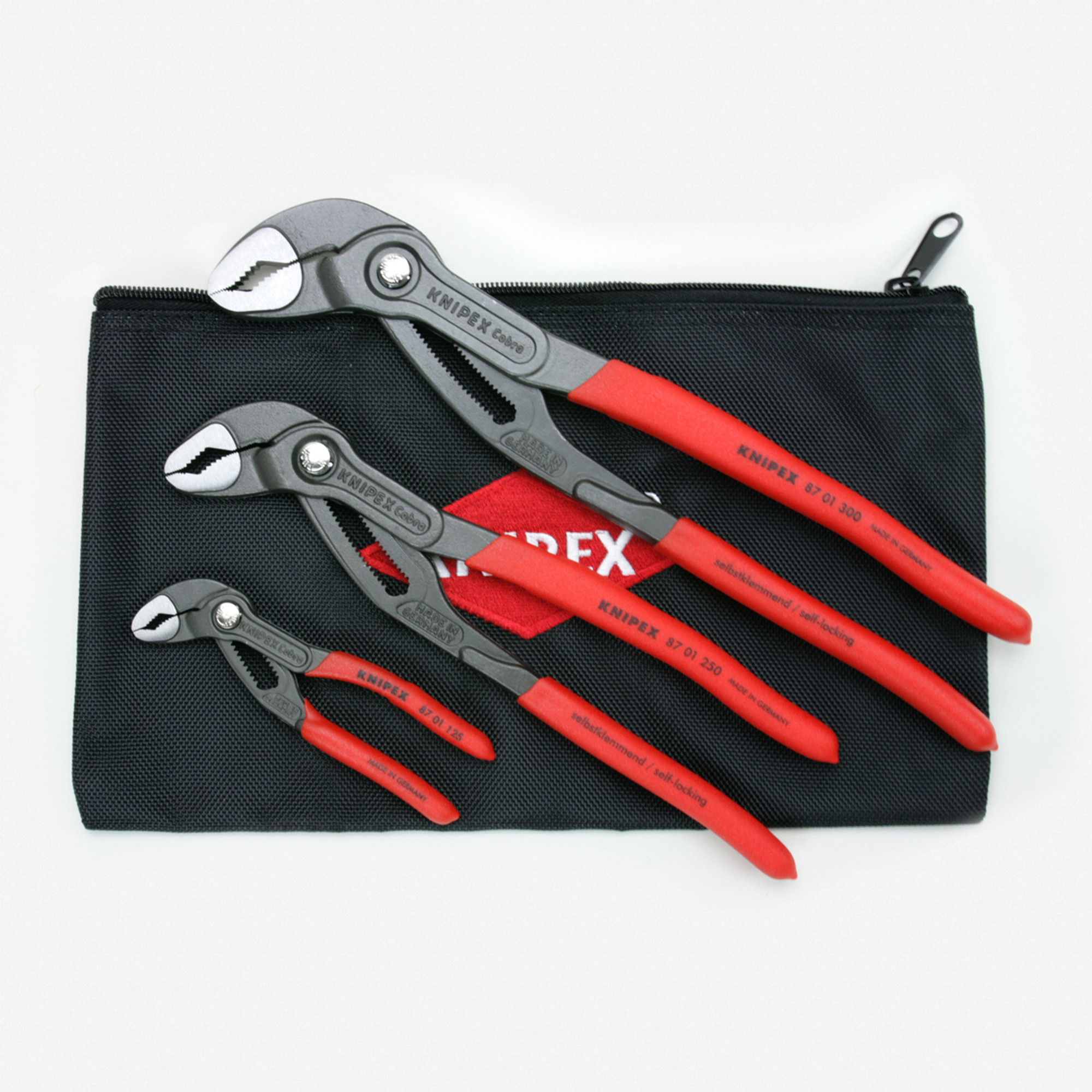 Knipex 3 Pc Cobra Pliers Set w/ Keeper Pouch, 5