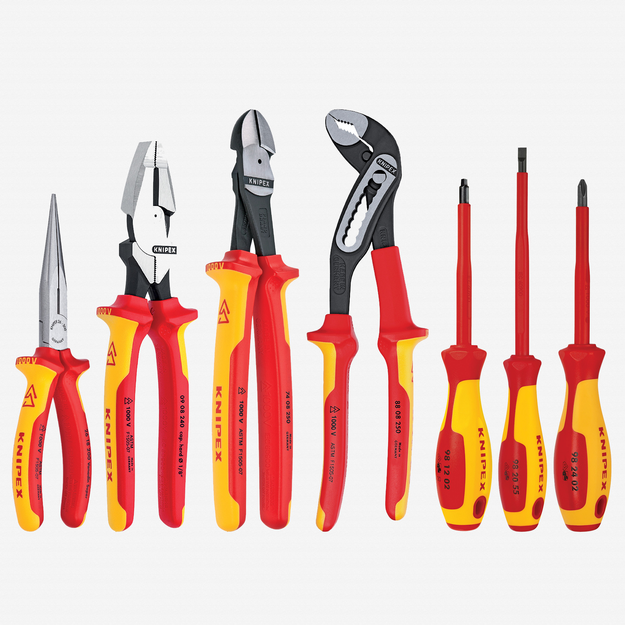 Knipex 7 Piece Pliers / Screwdriver Tool Set w/Lineman - Insulated